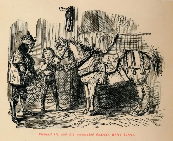 Framed Print : Richard III. and his celebrated Charger, White Surrey. Artist: John Leech Framed Print : Richard III. and his celebrated Charger, White Surrey. Artist: John Leech