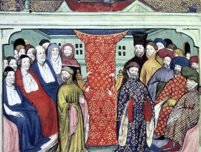 Framed Print : Richard II's empty throne, Westminster Hall, London, 30 September 1399, (c1400) Framed Print : Richard II's empty throne, Westminster Hall, London, 30 September 1399, (c1400)
