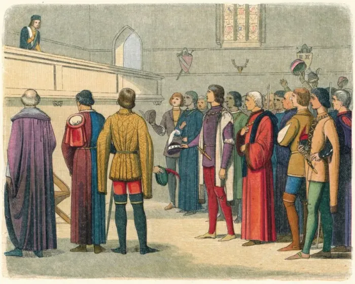 Framed Print : Richard invited to assume the crown, 1483 (1864). Artist: James William Edmund Doyle Framed Print : Richard invited to assume the crown, 1483 (1864). Artist: James William Edmund Doyle