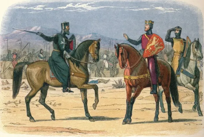 Framed Print : Richard and the Master of St. John, 1191 (1864). Artist: James William Edmund Doyle Framed Print : Richard and the Master of St. John, 1191 (1864). Artist: James William Edmund Doyle