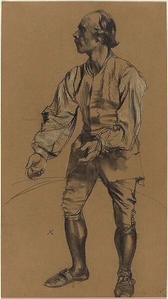 Richard Menzel Posing in Eighteenth-Century Costume, 1854. Creator: Adolph Menzel
