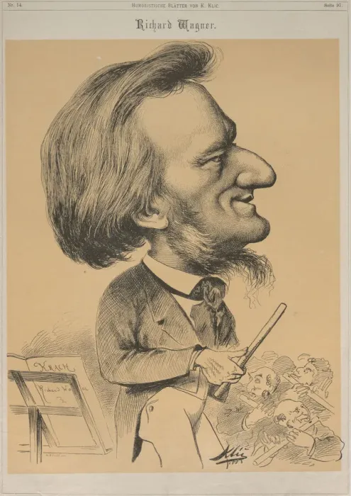 Framed Print : Richard Wagner at the conductors desk, 1873. Creator: Klic, Karl (1841-1926) Framed Print : Richard Wagner at the conductors desk, 1873. Creator: Klic, Karl (1841-1926)