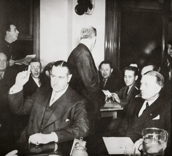 Framed Print : Richard Whitney being sworn in at a public hearing regarding his misappropriation of funds, c1938 Framed Print : Richard Whitney being sworn in at a public hearing regarding his misappropriation of funds, c1938