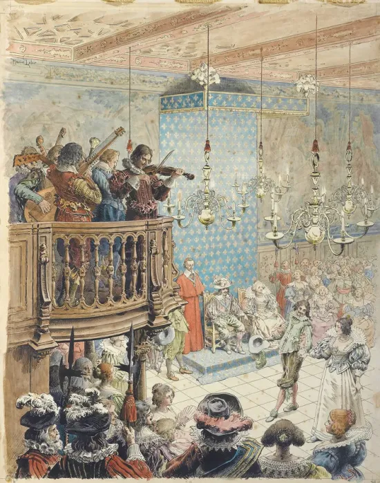 Framed Print : Richelieu at a ball, c. 1900. Creator: Leloir, Maurice (1853-1940) Framed Print : Richelieu at a ball, c. 1900. Creator: Leloir, Maurice (1853-1940)