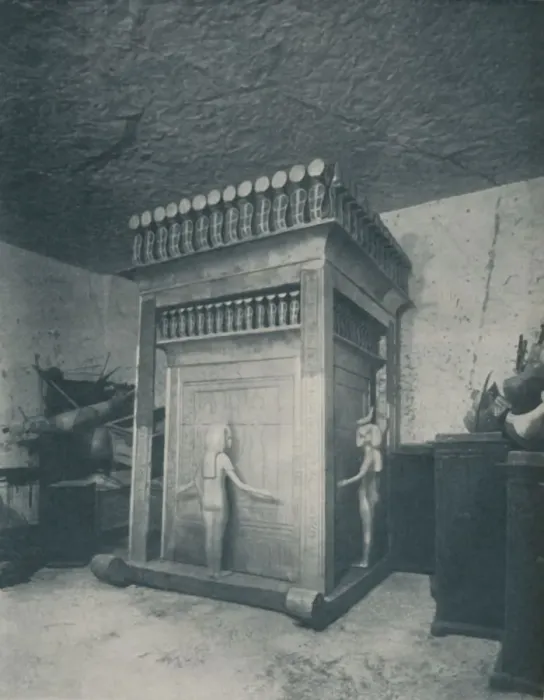 Framed Print : Richly Carved Canopic Shrine Glittering with Gold, c1935. Artist: Harry Burton Framed Print : Richly Carved Canopic Shrine Glittering with Gold, c1935. Artist: Harry Burton