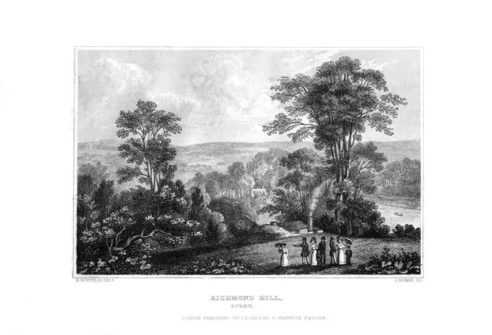 Framed Print : Richmond Hill, Surrey, England, 1829. Artist: J Rogers Framed Print : Richmond Hill, Surrey, England, 1829. Artist: J Rogers