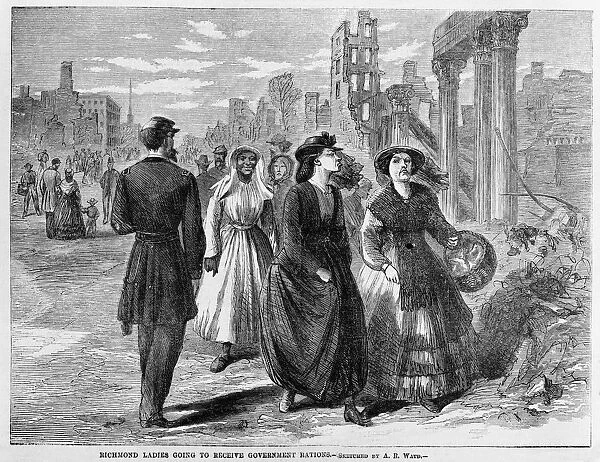 Richmond Ladies going to receive Government Rations, 1865