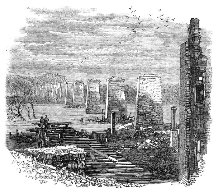 Framed Print : Richmond, Virginia: ruins of the railway bridge, 1865. Creator: Unknown Framed Print : Richmond, Virginia: ruins of the railway bridge, 1865. Creator: Unknown