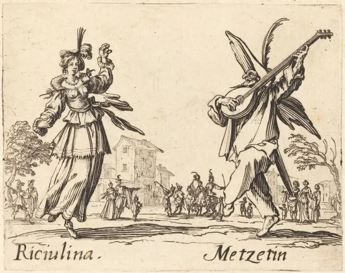 Framed Print : Riciulina and Metzetin, c. 1622. Creator: Jacques Callot Framed Print : Riciulina and Metzetin, c. 1622. Creator: Jacques Callot