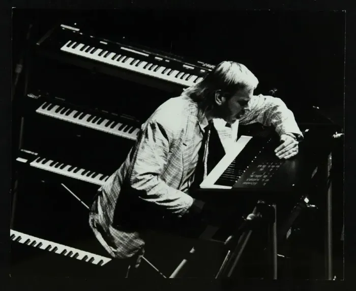 Framed Print : Rick Wakeman performing at the Forum Theatre, Hatfield, Hertfordshire, 6 October 1987 Framed Print : Rick Wakeman performing at the Forum Theatre, Hatfield, Hertfordshire, 6 October 1987