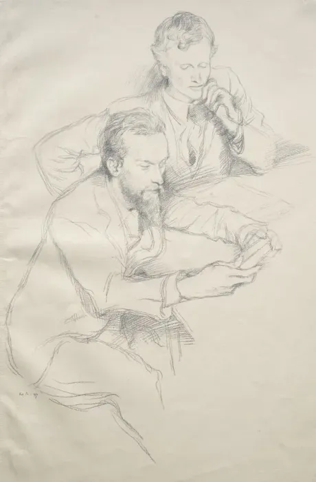Framed Print : Ricketts and Shannon, 1897. Creator: William Rothenstein (British, 1872-1945)