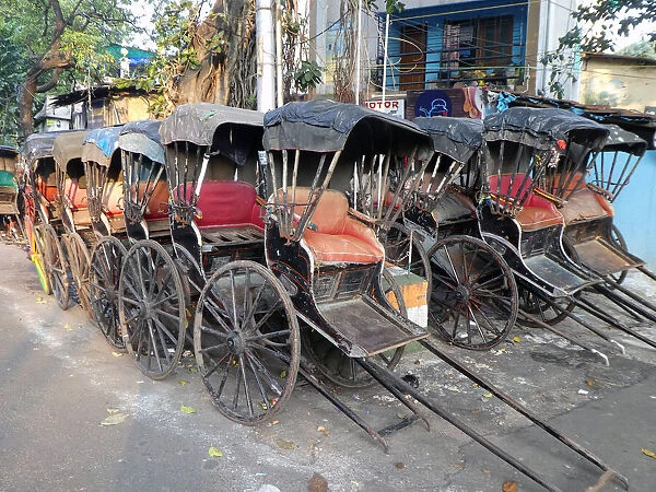 Rickshaws in Calcutta, India. Creator: Unknown