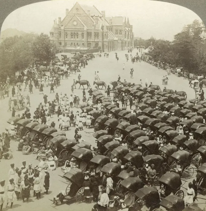 Framed Print : Rickshaws before Christ Church, Simla, India, 26 June 1902. Artist: Underwood & Underwood Framed Print : Rickshaws before Christ Church, Simla, India, 26 June 1902. Artist: Underwood & Underwood