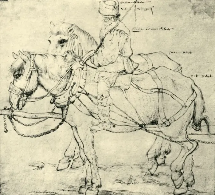 Framed Print : Rider and two horses, 1559-1563, (1943). Creator: Pieter Bruegel the Elder Framed Print : Rider and two horses, 1559-1563, (1943). Creator: Pieter Bruegel the Elder