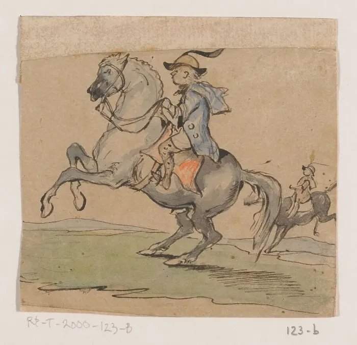 Framed Print : Rider on prancing horse, 1849. Creator: Johannes Tavenraat Framed Print : Rider on prancing horse, 1849. Creator: Johannes Tavenraat
