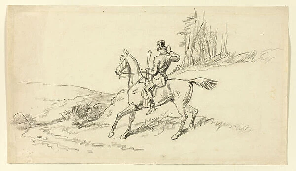 Rider Reining in Horse, n. d. Creator: Hablot Knight Browne