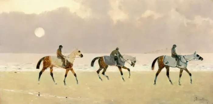 Framed Print : Riders on the Beach at Dieppe, 1892. Creator: RenePierre Charles Princeteau Framed Print : Riders on the Beach at Dieppe, 1892. Creator: RenePierre Charles Princeteau
