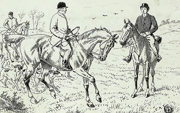 Three Riders at a Hunt, 1867 / 83. Creator: Francis Arthur Fraser