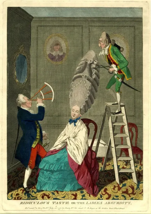 Framed Print : Ridiculous taste or the ladies absurdity, 1771. Artist: Darly, Matthew (Matthias) (c. 1720-c. 1781) Framed Print : Ridiculous taste or the ladies absurdity, 1771. Artist: Darly, Matthew (Matthias) (c. 1720-c. 1781)