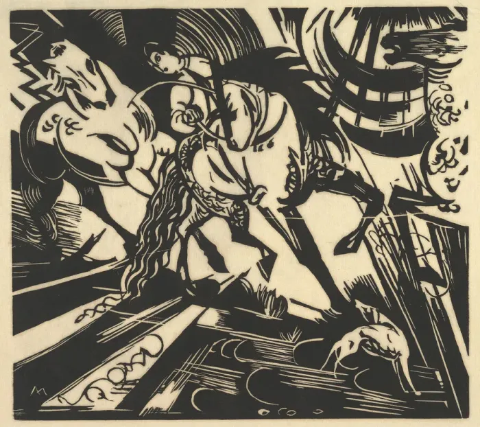 Framed Print : The Riding School, 1913. Creator: Franz Marc Framed Print : The Riding School, 1913. Creator: Franz Marc
