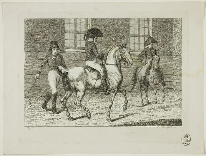 Framed Print : Riding School and Horses, 1806. Creator: Johann Adolph Darnstedt Framed Print : Riding School and Horses, 1806. Creator: Johann Adolph Darnstedt