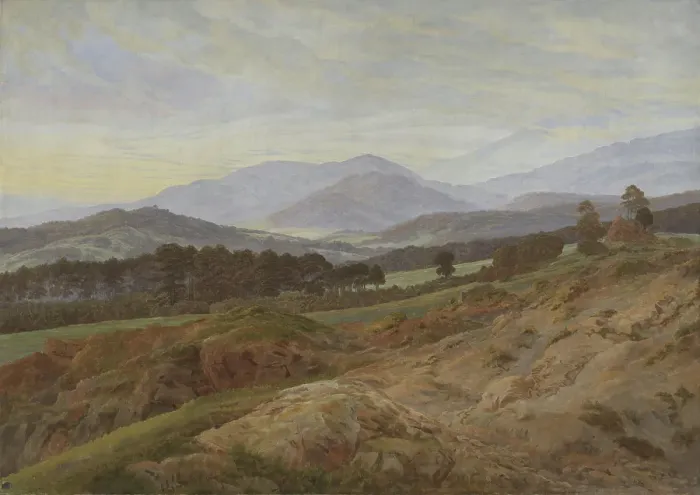 Framed Print : Riesengebirge Landscape, 1835. Creator: Caspar David Friedrich Framed Print : Riesengebirge Landscape, 1835. Creator: Caspar David Friedrich