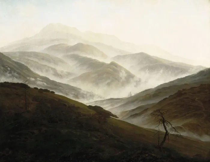 Framed Print : Riesengebirge Landscape with Rising Fog, ca 1820 Framed Print : Riesengebirge Landscape with Rising Fog, ca 1820