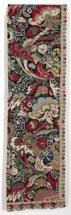 Framed Print : Right Half of a Pair of Needlework Bed Hangings in the Bizarre style, 1710-1720. Creator: Unknown Framed Print : Right Half of a Pair of Needlework Bed Hangings in the Bizarre style, 1710-1720. Creator: Unknown