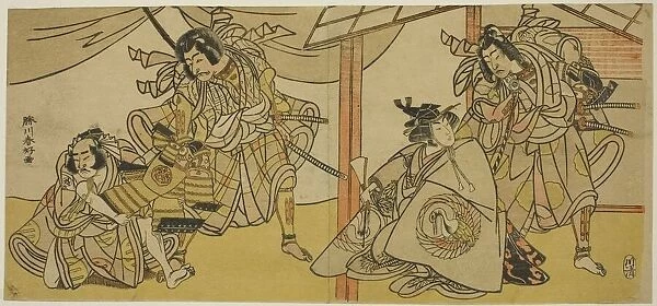 Right-Hand Page: The Actors Bando Hikosaburo III as Soga no Goro (right), and Segawa... c. 1780. Creator: Katsukawa Shunko