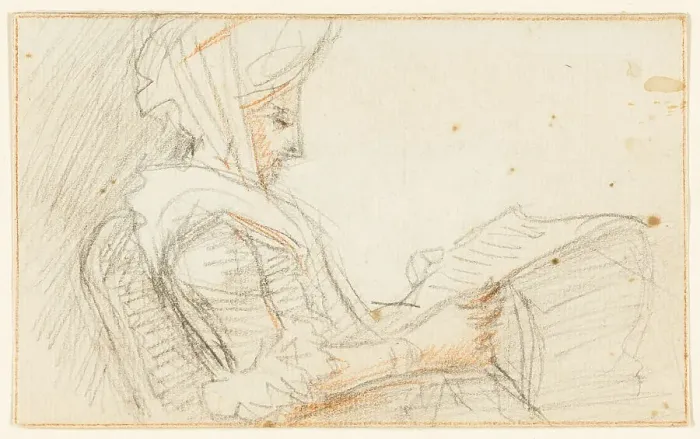 Framed Print : Right Profile of Seated Woman Reading, n.d. Creator: William Hoare Framed Print : Right Profile of Seated Woman Reading, n.d. Creator: William Hoare