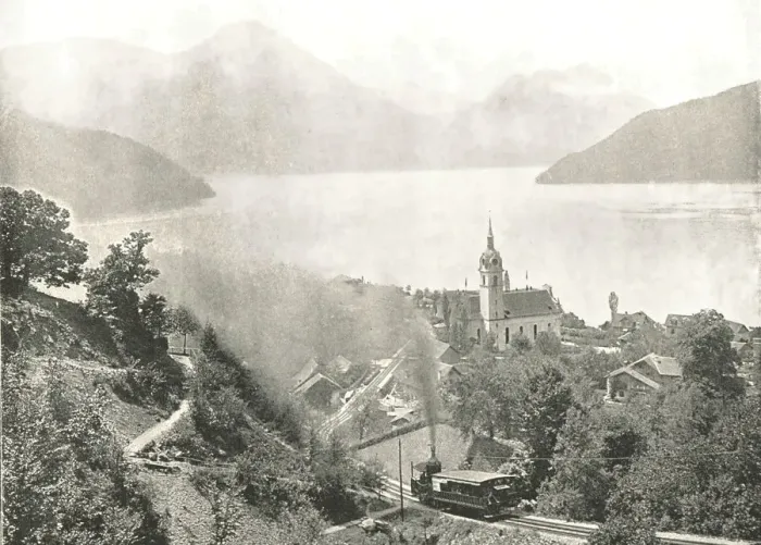 Framed Print : The Rigi railway, Vitznau, Switzerland, 1895. Creator: Unknown Framed Print : The Rigi railway, Vitznau, Switzerland, 1895. Creator: Unknown