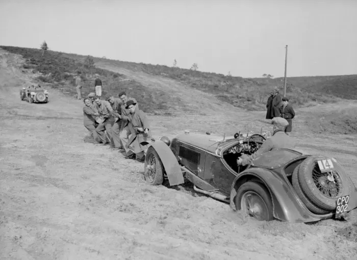 Framed Print : Riley Birdcage Sprite competing in the Great Weat Motor Club Trial, 1938. Artist: Bill Brunell