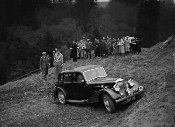 Framed Print : Riley of F Broomfield competing in the MCC Edinburgh Trial, Roxburghshire, Scotland, 1938 Framed Print : Riley of F Broomfield competing in the MCC Edinburgh Trial, Roxburghshire, Scotland, 1938