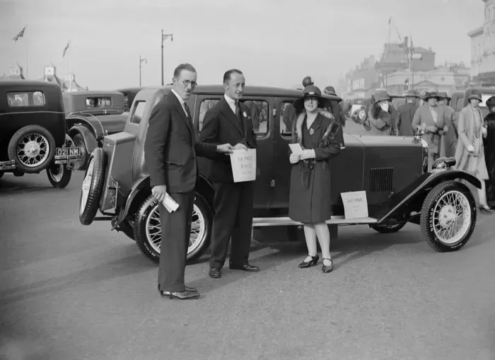 Framed Print : Riley Monaco saloon at the Southport Rally, 1928. Artist: Bill Brunell Framed Print : Riley Monaco saloon at the Southport Rally, 1928. Artist: Bill Brunell