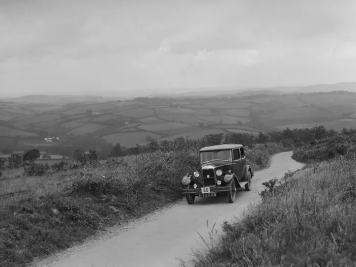Framed Print : Riley Monaco saloon of VJ Fishleigh competing in the MCC Torquay Rally, 1938. Artist: Bill Brunell Framed Print : Riley Monaco saloon of VJ Fishleigh competing in the MCC Torquay Rally, 1938. Artist: Bill Brunell
