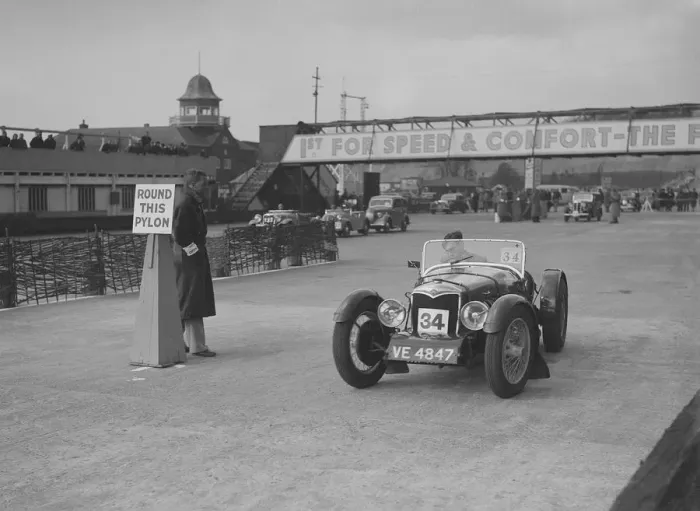 Framed Print : Riley sporting special competing in the JCC Rally, Brooklands, Surrey, 1939. Artist: Bill Brunell Framed Print : Riley sporting special competing in the JCC Rally, Brooklands, Surrey, 1939. Artist: Bill Brunell