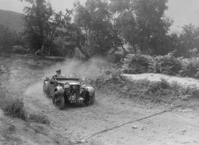 Framed Print : Riley tourer competing in the Barnstaple Trial, c1935. Artist: Bill Brunell