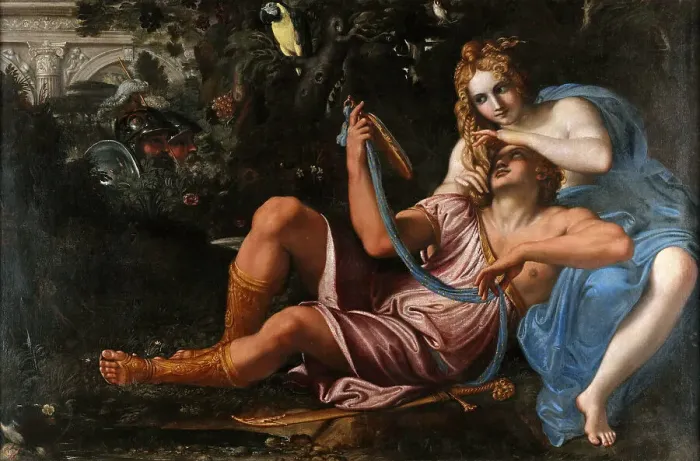 Framed Print : Rinaldo and Armida, 1601. Creator: Carracci, Annibale (1560-1609) Framed Print : Rinaldo and Armida, 1601. Creator: Carracci, Annibale (1560-1609)