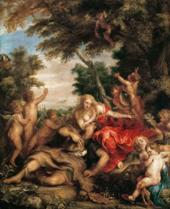 Framed Print : Rinaldo and Armida. Artist: Dyck, Sir Anthony van (1599-1641) Framed Print : Rinaldo and Armida. Artist: Dyck, Sir Anthony van (1599-1641)