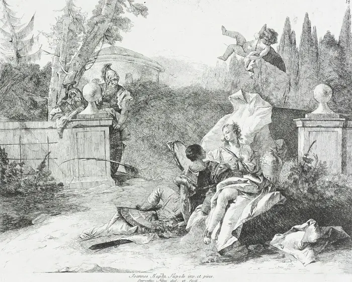 Framed Print : Rinaldo and Armida, c1758. Creator: Lorenzo Tiepolo Framed Print : Rinaldo and Armida, c1758. Creator: Lorenzo Tiepolo
