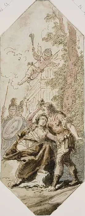 Framed Print : Rinaldo and Armida, n.d. Creator: Francesco Fontebasso Framed Print : Rinaldo and Armida, n.d. Creator: Francesco Fontebasso