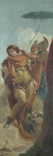 Rinaldo turning in Shame from the Magic Shield, ca 1744. Creator: Tiepolo, Giambattista (1696-1770)