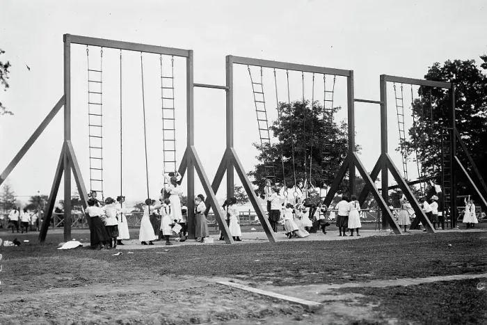 Framed Print : Rings and poles, Bronx Park, 1911. Creator: Bain News Service Framed Print : Rings and poles, Bronx Park, 1911. Creator: Bain News Service