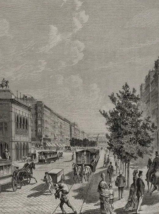 Framed Print : Ringstrasse and exterior of the State Opera, Vienna, 1878. Creator: August Stefan Kronstein Framed Print : Ringstrasse and exterior of the State Opera, Vienna, 1878. Creator: August Stefan Kronstein