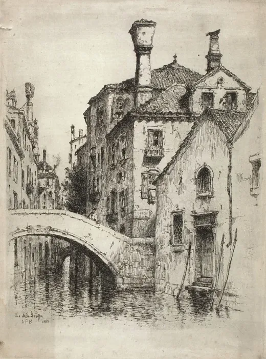 Framed Print : Rio della Senza, Venice, 1883. Creator: Albert Fitch Bellows Framed Print : Rio della Senza, Venice, 1883. Creator: Albert Fitch Bellows