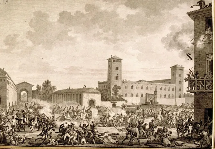 Framed Print : Riot of Pavia on 05 / 27 / 1796, engraving Framed Print : Riot of Pavia on 05 / 27 / 1796, engraving