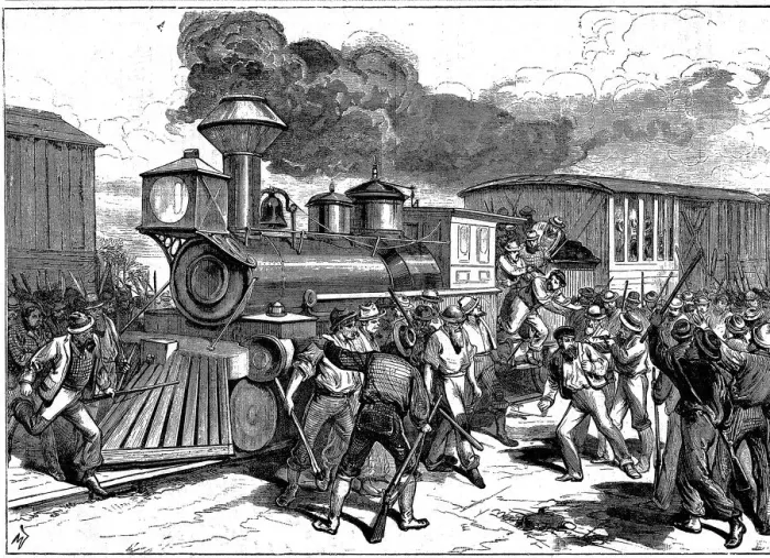 Framed Print : Riot by railroad workers at Martinsburg on the Baltimore-Ohio Railroad, USA, 1877 Framed Print : Riot by railroad workers at Martinsburg on the Baltimore-Ohio Railroad, USA, 1877