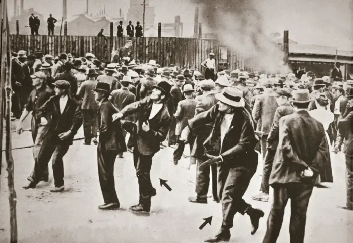 Framed Print : Riot during a strike by Standard Oil workers, Bayonne, New Jersey, USA, 1915. Artist Framed Print : Riot during a strike by Standard Oil workers, Bayonne, New Jersey, USA, 1915. Artist