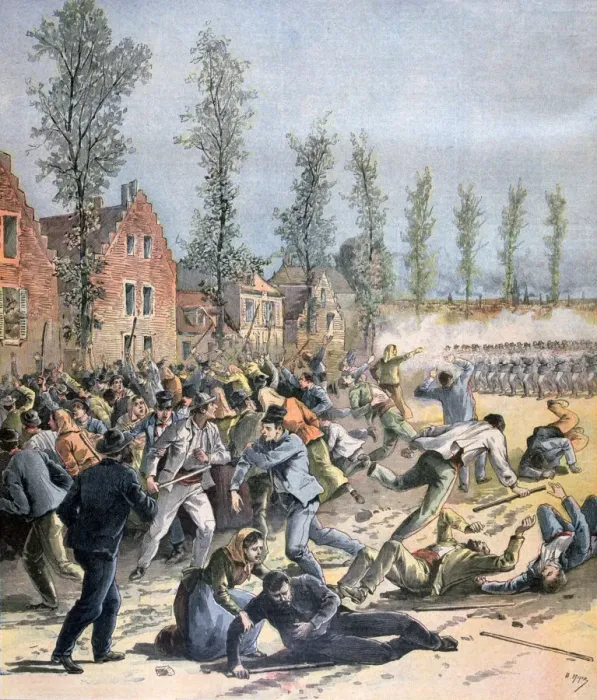 Framed Print : Rioting in Mons, Belgium, 1893. Artist: Henri Meyer Framed Print : Rioting in Mons, Belgium, 1893. Artist: Henri Meyer