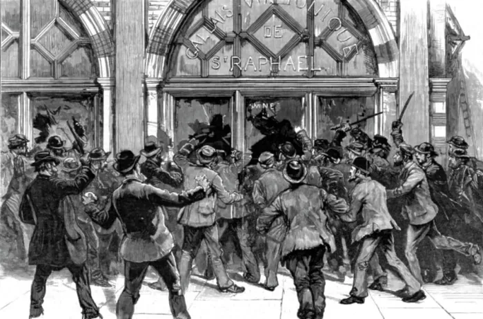 Framed Print : The Rioting in the West End of London, February 8th. Looting shops in Piccadilly, 1886. Creator: Unknown Framed Print : The Rioting in the West End of London, February 8th. Looting shops in Piccadilly, 1886. Creator: Unknown